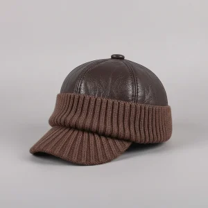 casquette cuir homme doublure polaire grand froid - Vue 1 - casquette cuir