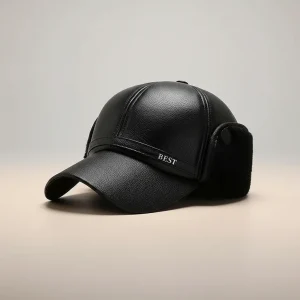 Casquette cuir homme grand froid polyester - Vue 2 - casquette cuir