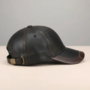 casquette cuir homme style aviateur hiver - Vue 2 - casquette cuir
