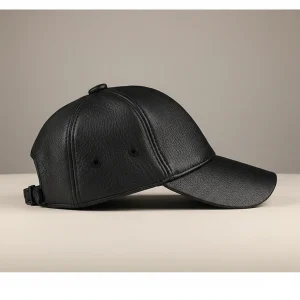 Casquette cuir homme style baseball hiver - Vue 2 - casquette cuir