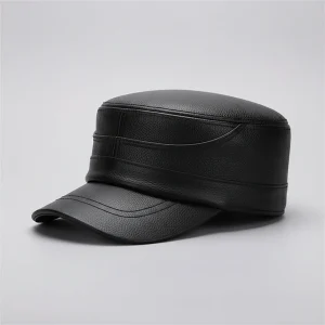 Casquette cuir homme style militaire hiver - Vue 1 - casquette cuir