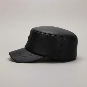 Casquette cuir homme style militaire hiver - Vue 2 - casquette cuir