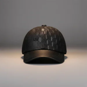 casquette cuir imprimé géométrique réglable - Vue 1 - casquette cuir