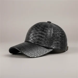 Casquette cuir motif crocodile style hip hop - Vue 2 - casquette cuir