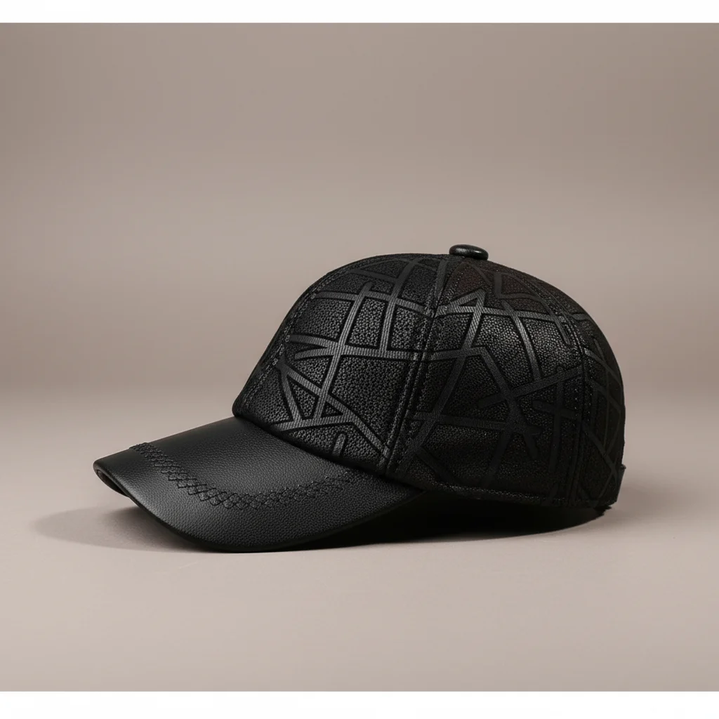 Casquette cuir style baseball décontracté - Vue 2 - casquette cuir
