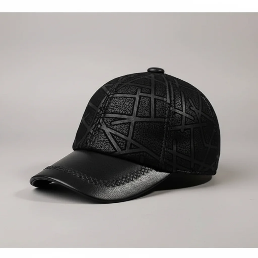 Casquette cuir style baseball décontracté - Vue 3 - casquette cuir