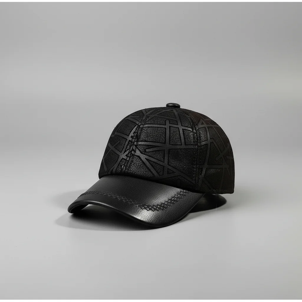 Casquette cuir style baseball décontracté - Vue 5 - casquette cuir