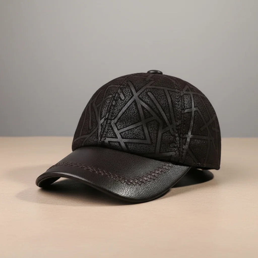 Casquette cuir style baseball décontracté - Vue 7 - casquette cuir