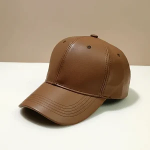 Casquette cuir style baseball doublure satin - Vue 1 - casquette cuir