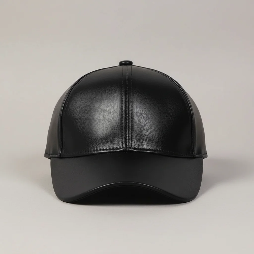 Casquette cuir style baseball réglable - Vue 1 - casquette cuir