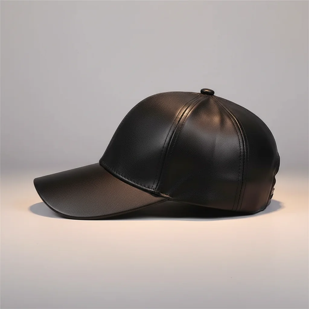 Casquette cuir style baseball réglable - Vue 2 - casquette cuir