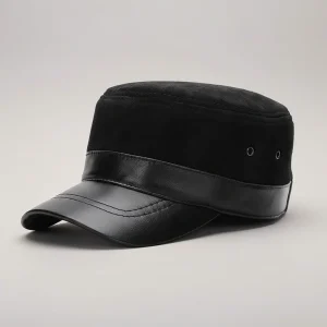 casquette cuir style militaire décontracté - Vue 1 - casquette cuir