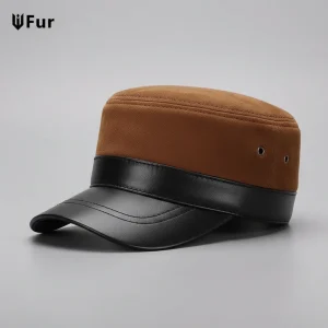 casquette cuir style militaire décontracté - Vue 2 - casquette cuir